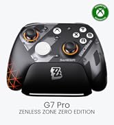 Text reads 'G7 Pro ZENLESS ZONE ZERO EDITION'. Gaming controller in black with orange accents, showing multiple angles of the device with button layouts.
