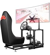 DIWANGUS Racing Simulator Cockpit with TV Mount - Foldable Wheel Stand with TV Stand and Seat, Si...
