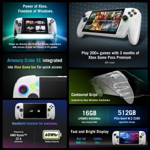 ASUS ROG Xbox Ally – 7” 1080p 120Hz Touchscreen Gaming Handheld, 3-month Xbox Game Pass Premium included, AMD Ryzen Z2 A, 16GB RAM, 512GB SSD, White - Image 8