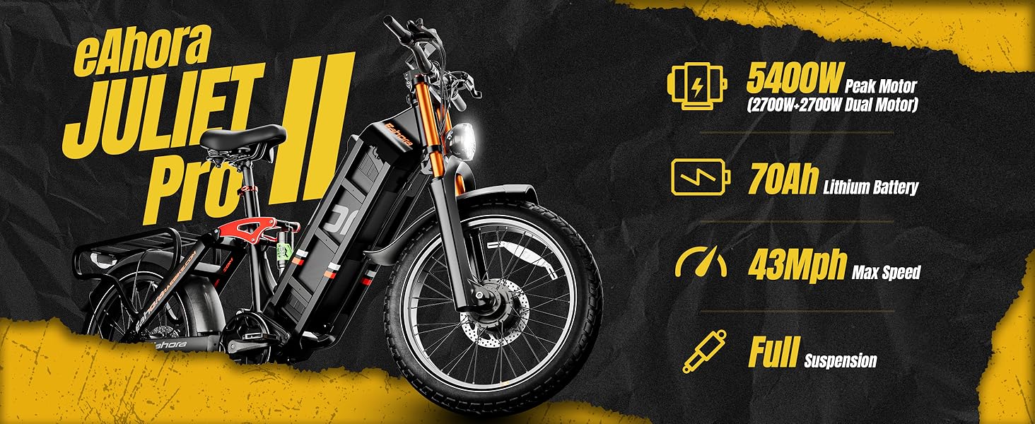 eahora juliet Pro 2 electric bike for adults 52V 60V 70ah 60ah ebike 200Miles long range e bike