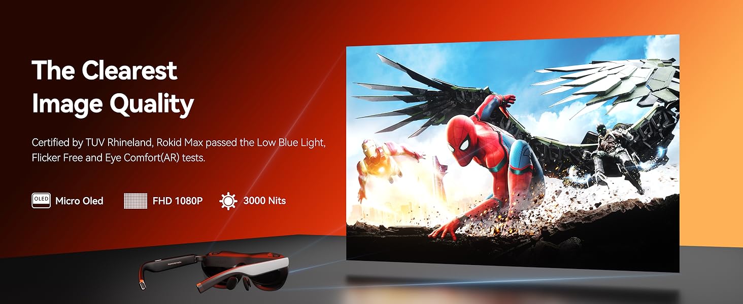 Large flat-screen TV displaying vibrant image of a rooster. Text overlay mentions 'The Clearest Image Quality'.